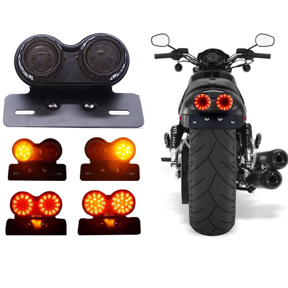 Universal Motorcycle Led Taillight Rear Brake Light License Plate Light Turn Signal Indicator Light Assembly