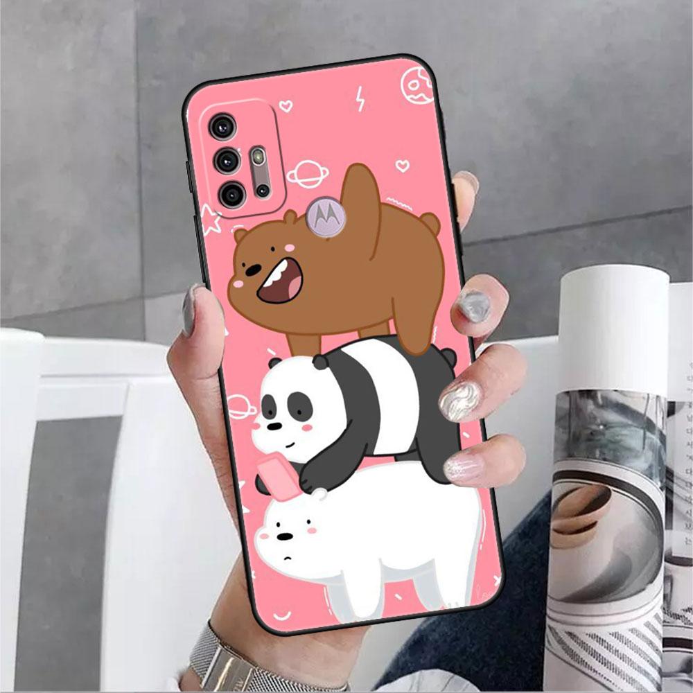 Roztomilé pouzdro We Bare Bears pro Motorola G30 G60 Edge 20 G9 G22 G8 Power G31 G500 G50 30 Pro Black Capas pro měkký telefon