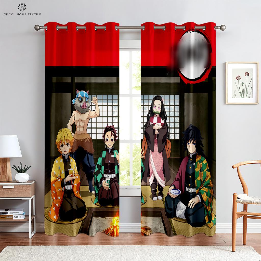 Animation Cartoon Curtains for Children's Room, Kitchen, Living Room, Study, Decorative, Home Decoration, 2 Pcs