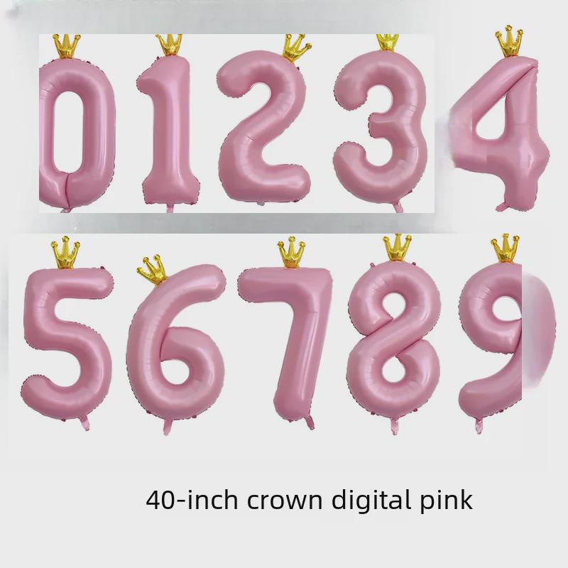 40-Zoll-Rosa-Kronenballon für die Dekoration der ersten Geburtstagsparty eines Kindes