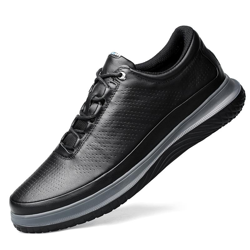 

Повседневная мужская обувь из натуральной кожи, высококачественные дорожные туфли на шнуровке, универсальные туфли для скейтбординга, легкие мужские кроссовки 44 черный серый