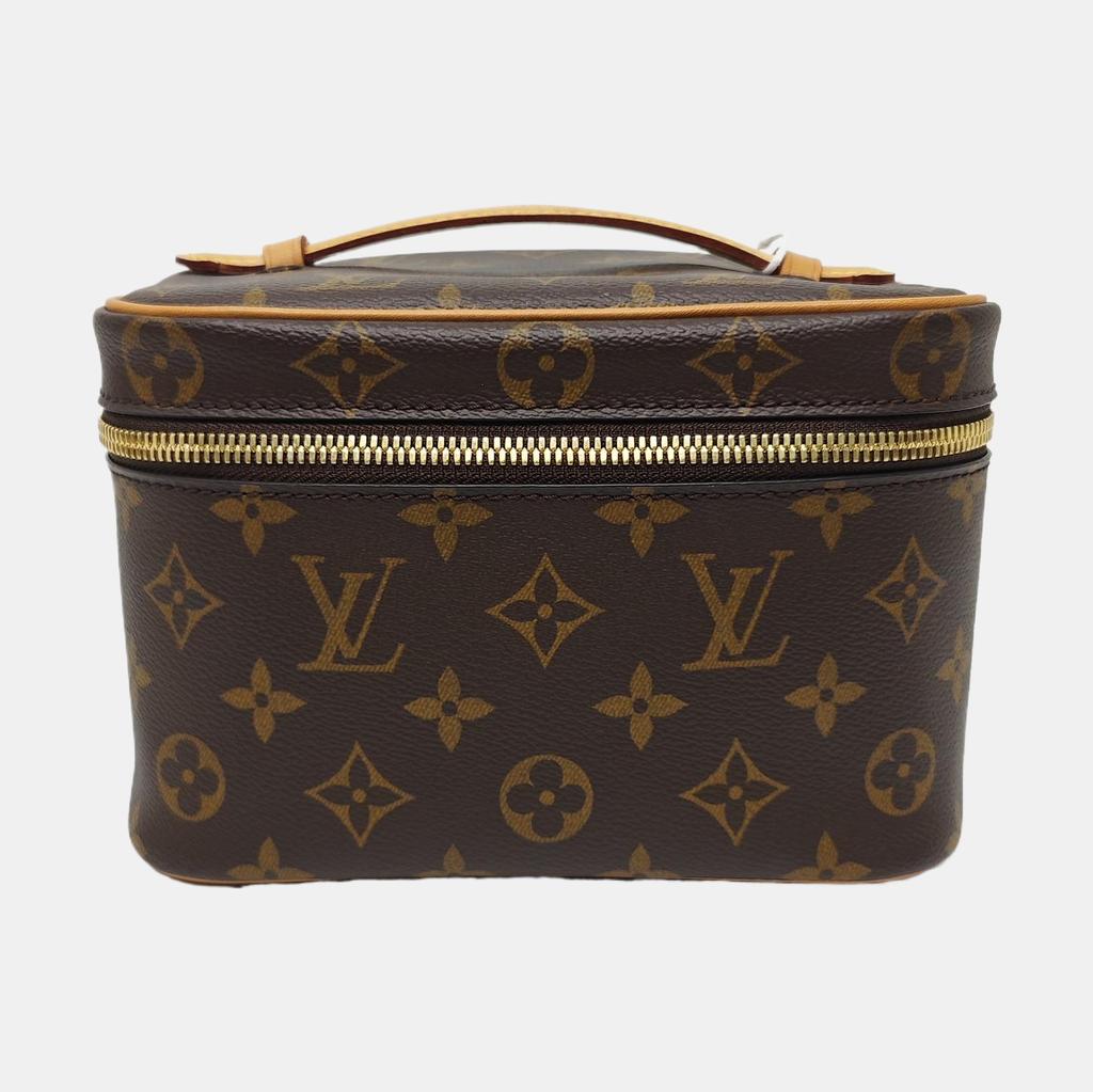 [Pre-Owned] Nice Elegant Shape Lv Monogram Metal Zipper Head Coated Canvas Makeup Bag Handbag Mini - Excellent #1RPE6W2