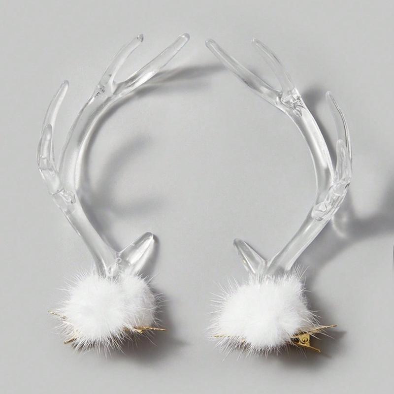 Y2k 90s Aesthetic Christmas Antler Hairpin for Woman Cute Ponytail Hair Clip