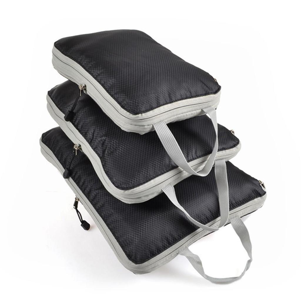 Three-Piece Travel Compression Bag Set: Digital Wash Kit, Makeup Organizer, Clothes & Shoes Storage