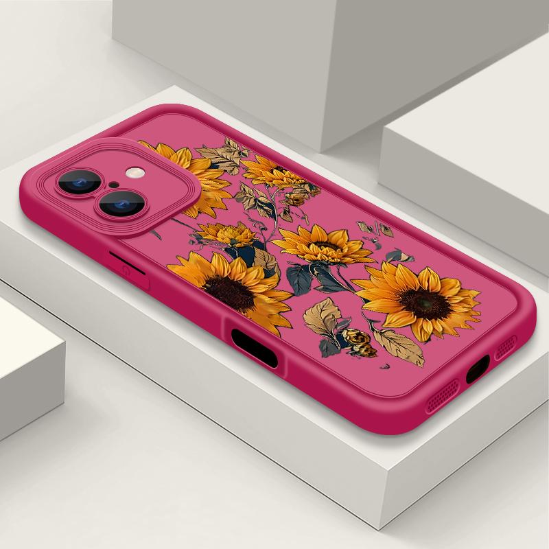 Sunflowers Pattern Case For iPhone 16 Pro Max 16e 15 14 13 12 11 XR XS 8 7 Flowers Patterned Shockproof Soft Silicone Colourful Phone Cover