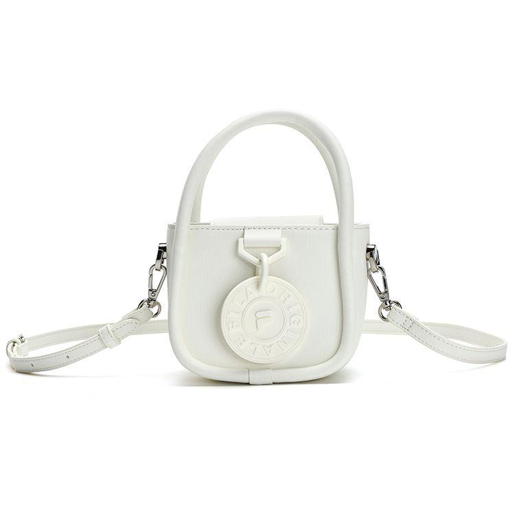 FILA Fashion Casual Commuter PU Shoulder Tote Bag Small Women bags Cloud-Mushroom-White F13W319165F-WT XS