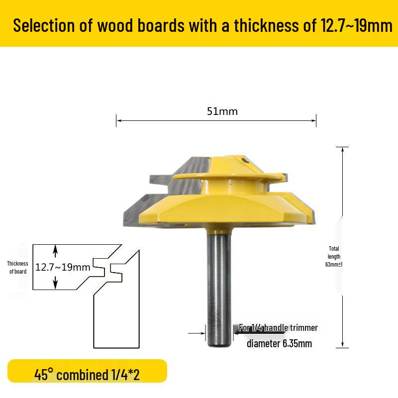 45-Degree Tenon Joint Trimmer, Mortise and Tenon Woodworking Engraver, 90-Degree Right Angle Milling Cutter, Panel Joining Blade