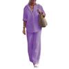 European and American Cross-border Women's Clothing Two-piece Set Women's 2026 Lapel Collar Long-sleeved Shirt Spring and Autumn Casual Solid Color