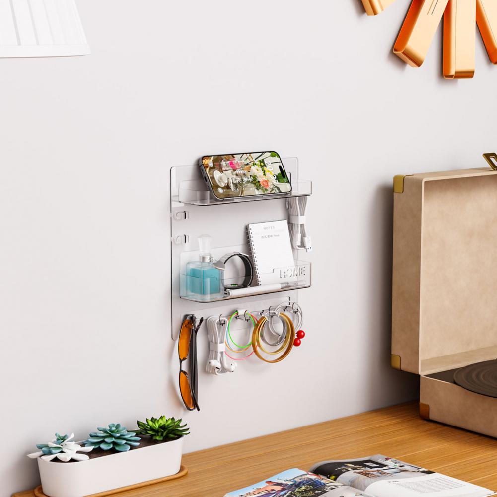Väggförvaringshylla Sängbordsväggmonterad Ställ Väggfäste Sängbordsfack Stark Bärförmåga Spelkonsolorganisatör för Sovrum