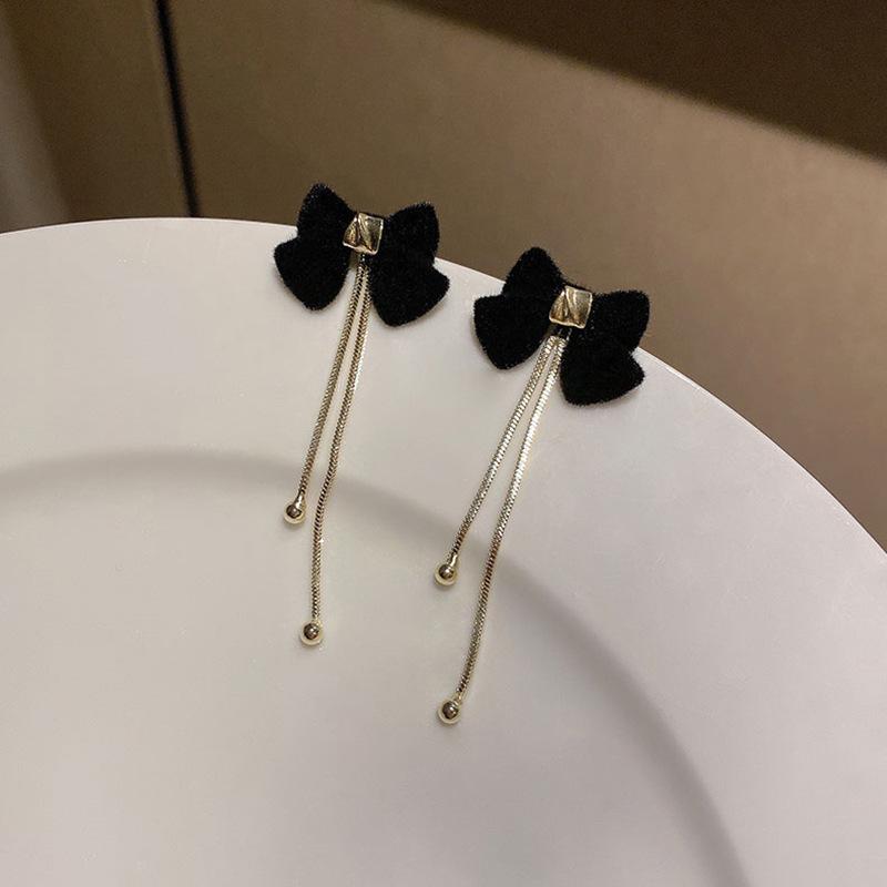 S925 Silver Needle Tassel Red Bow Christmas Earrings - 2023 Trendy Style