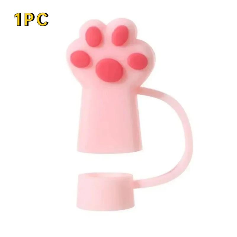 1/3Pcs Dustproof Straw Cover Cartoon Cute Cat Claw Glass Beverage Kitchen Beverage Straw Cover Accessories