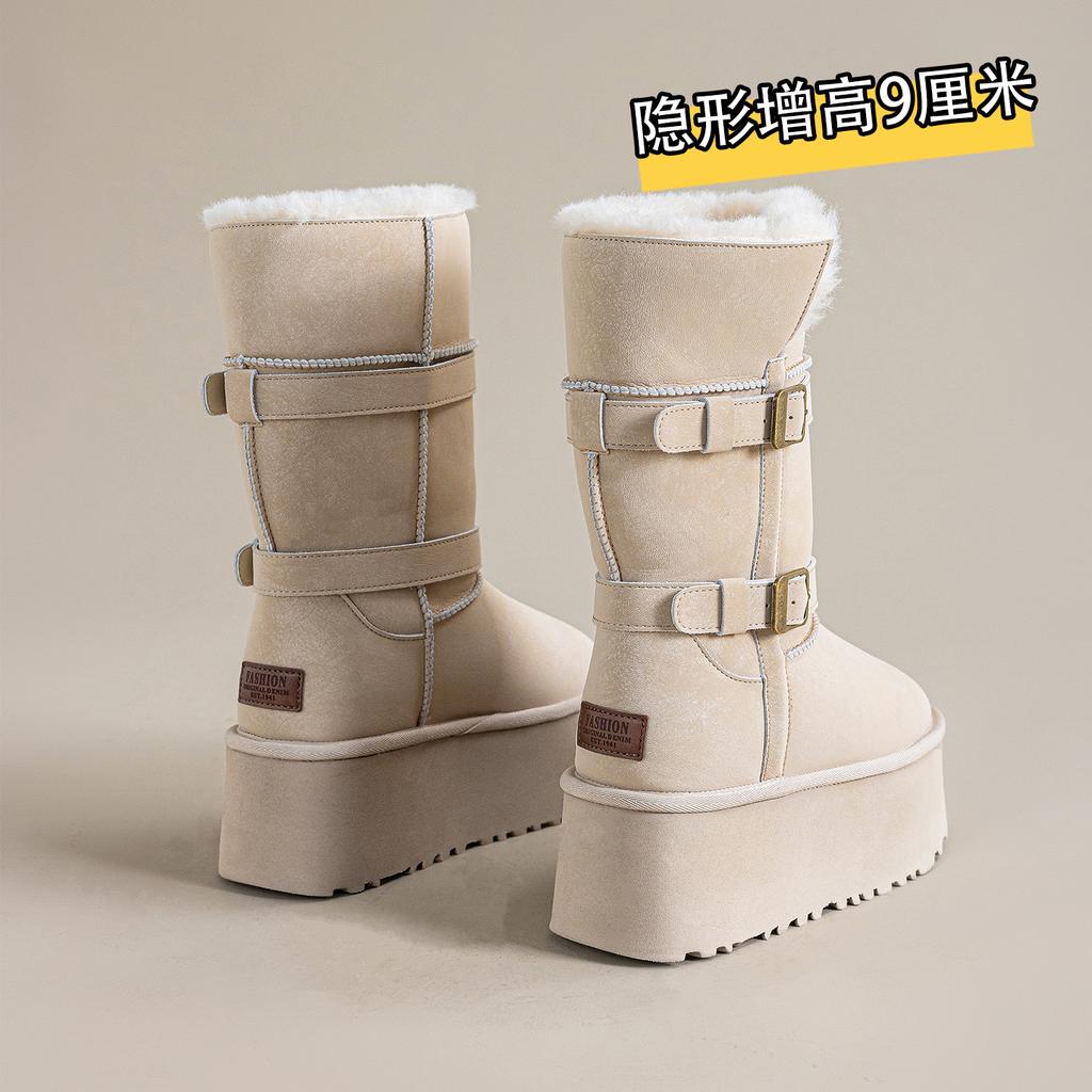 9Cm fashion muffin thick-soled inner height-increasing snow boots women's winter new cotton shoes cotton boots casual women's medium boots
