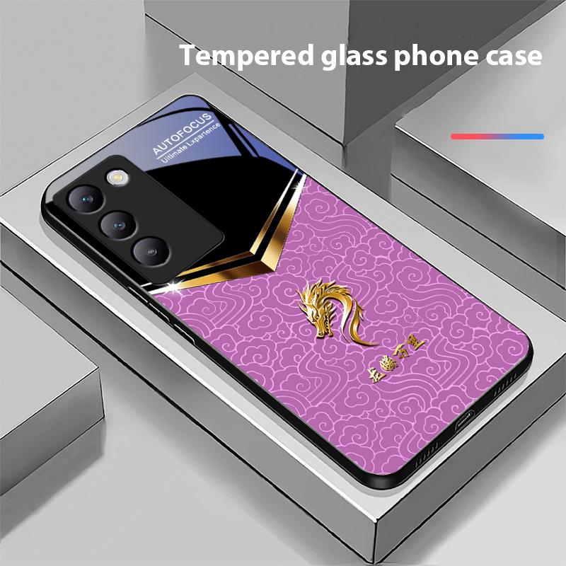 V-förmiger Wasserhahn für Y72 33S 11 03 36 96 Lite 35 16 Iqoo 12 V40 SE 5G 29 40 21 30 X80 Pro Vivo Handyhülle aus gehärtetem Glas Schwarz