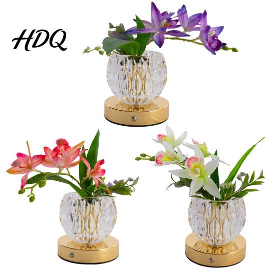 Romantische Atmosphäre Beleuchtung Blume Tischlampe 3 Farben Orchidee Nachtlicht Wiederaufladbar Kabellos Touch-Dimmbar Künstlich Beruhigendes Schlafhilfe Licht LED