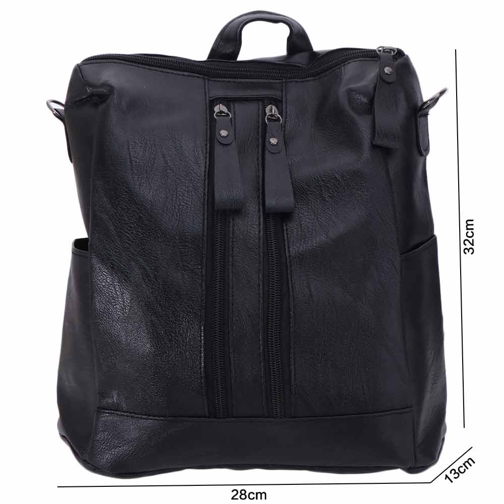 Weiches Leder Leder Rucksack Schwarz Multifunktional Schulrucksack Koreanischer Stil Rucksack College