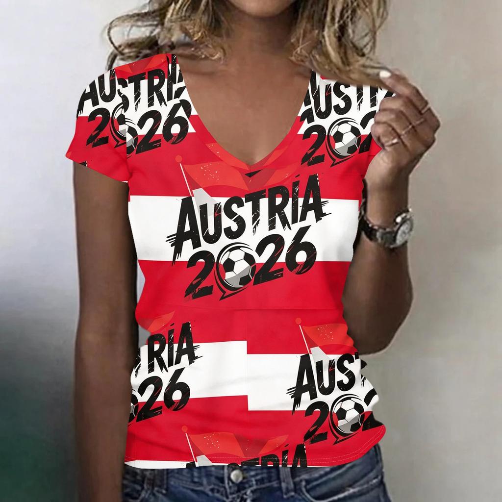 Women's V Neck Short Sleeve Lightweight Summer Top Printed Casual Loose Fit T Shirt for Outdoor Activities and Daily Wear