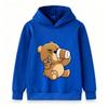 Cartoon Brown Bear Telescope Print Kids Unisex Hooded Sweatshirt Casual Soft Long Sleeve Pullover for Boys Girls