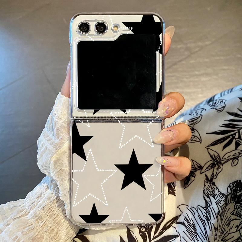 Fünfzackiger Stern Transparente Faltbare Handyhülle Für Samsung Galaxy Z Flip 7 FE 6 5 4 3 5G Flip7 Flip4 Flip6 5G Harte PC-Abdeckung