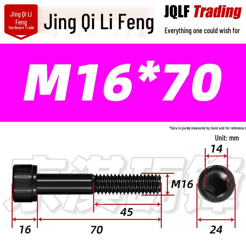 Hex Socket Head Cap Screw, Half Thread, M12-M18, High-Strength, Blackened Cylindrical Head, Knurled Bolt