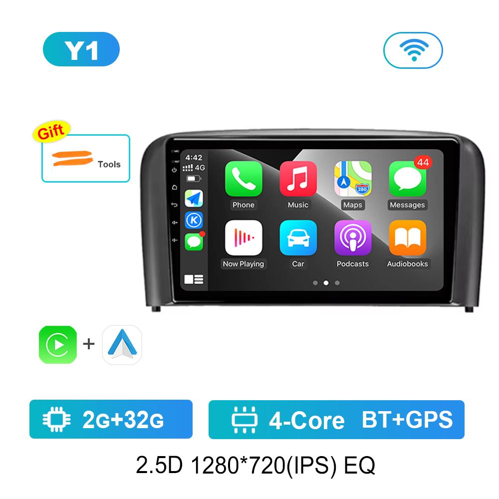 

9-дюймовый автомобильный видео-мультимедийный проигрыватель Bluetooth DSP Stereo для Volvo S80 1998 - 2006 Carplay Android OS WiFi GPS Navi Split Screen