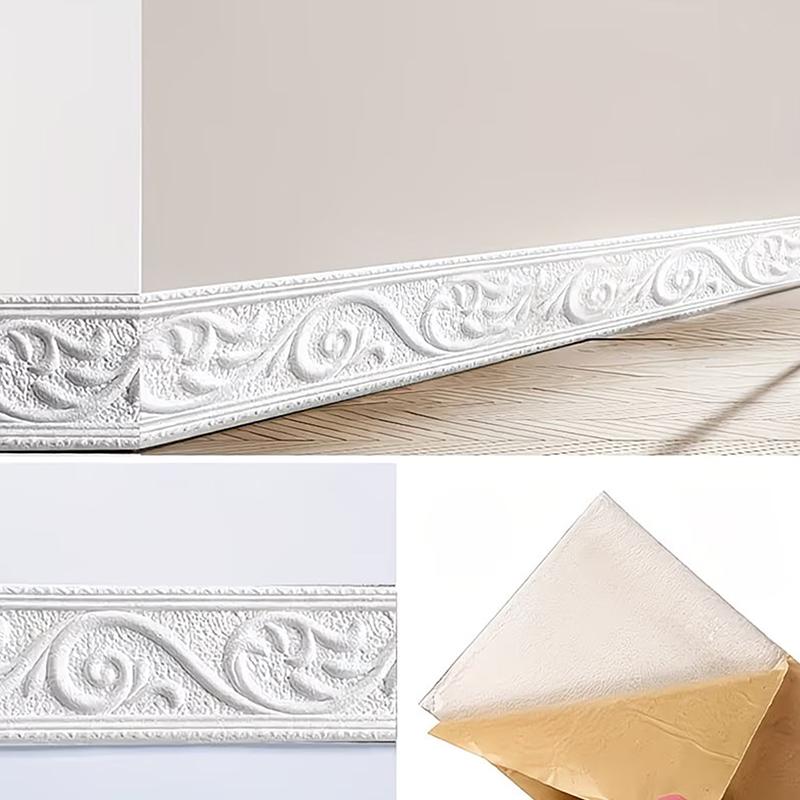 230cm 3D geprägte Schaumstoff Wanddekoration Selbstklebende Rückwandleiste, Dekorative Tapetenbordüre, Sockelleiste Hausdekoration