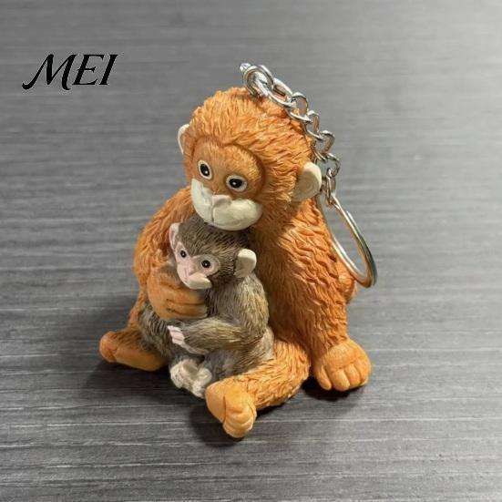 Durable Resin Bag Decoration 3D Monkey Punch Keychain, Protect The Hanging Ornament, Small Lover Gift Cute And Orangutan Keyring for Backpack