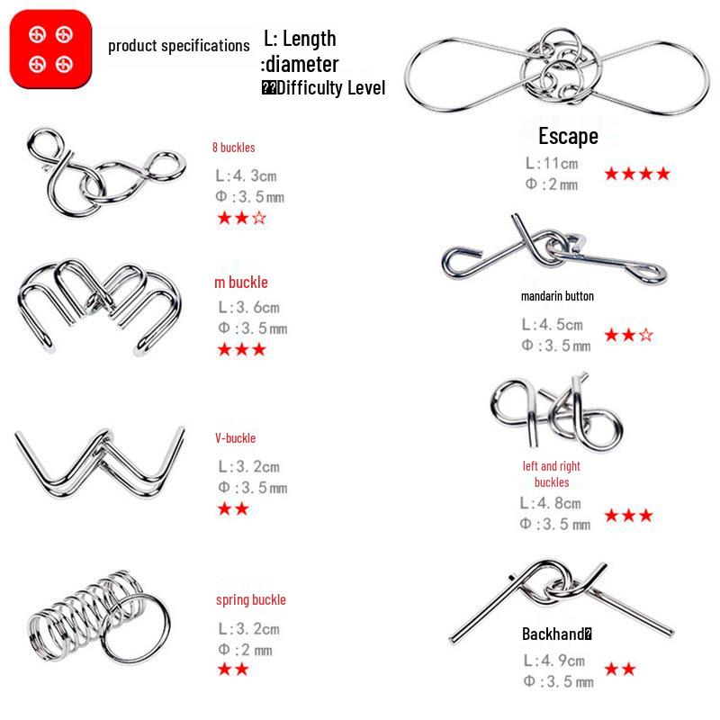 Science Area Kindergarten Interlocking Ring Puzzle - Nine Rings Teaching Aid for Middle Class Activities