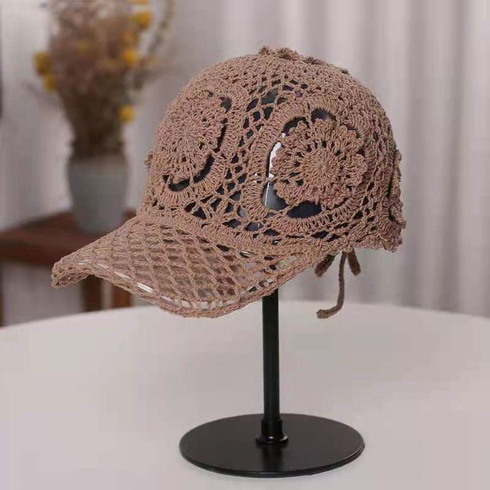 Bloemenpatroon Haakwerk Uitgesneden Vizieren Luxe Ontwerp Zoete Baseballpetten Elegante Dames
