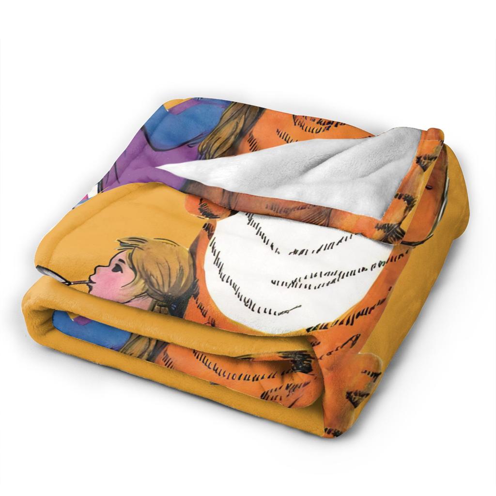 The Tiger Who Came to Tea Blankets Cartoon Book Plush Novelty Breathable Throw Blanket for Chair Covering Sofa Textile Decor Car