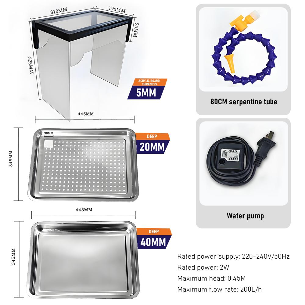 TUNGFULL Acrylic Dust Box with Water Circulation for Jade Gem Stone Carving Polishing - Dust Proof Protective Workbench