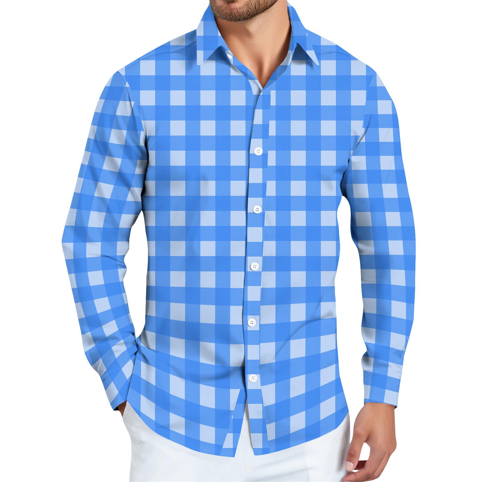 

Men s striped print long sleeve button-up shirt L небо синє кольору