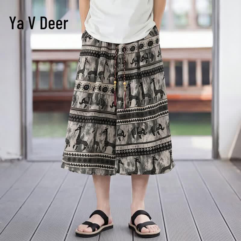 Yalu Men's Quick-Dry Loose Fit Cropped Beach Pants