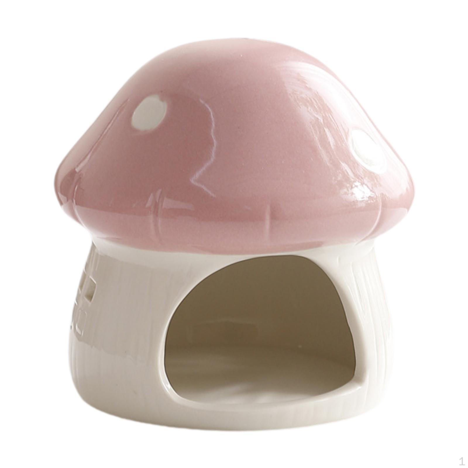 

Ceramic Hamster House Guinea Pig Hideout Multipurpose Indoor Hideaway Mushroom Shaped for розовый