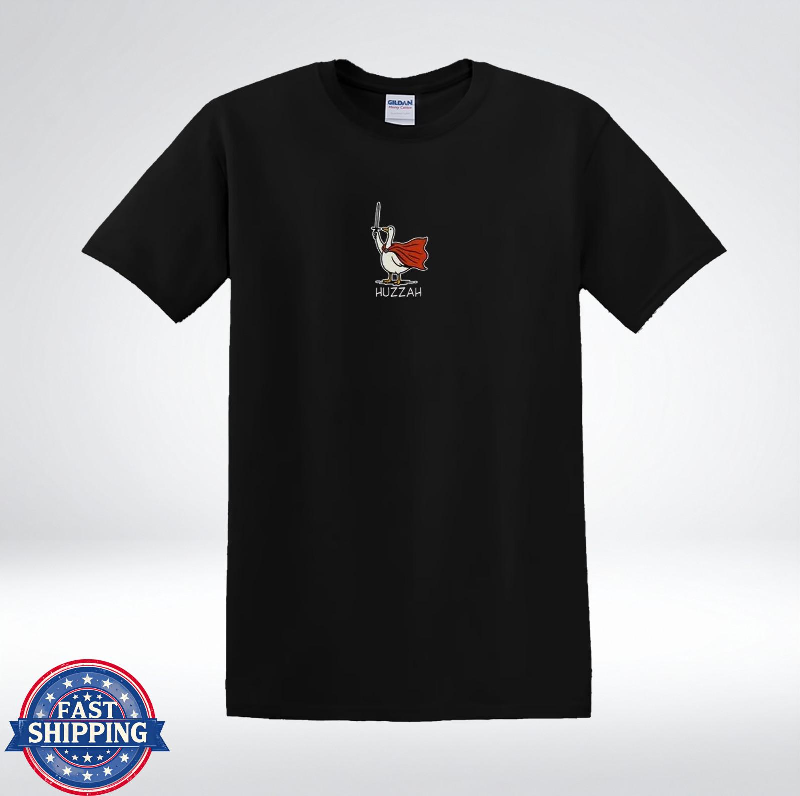 Huzzah Goose Shirt Funny Medieval Knight Goose Graphic Tee T-Shirt M