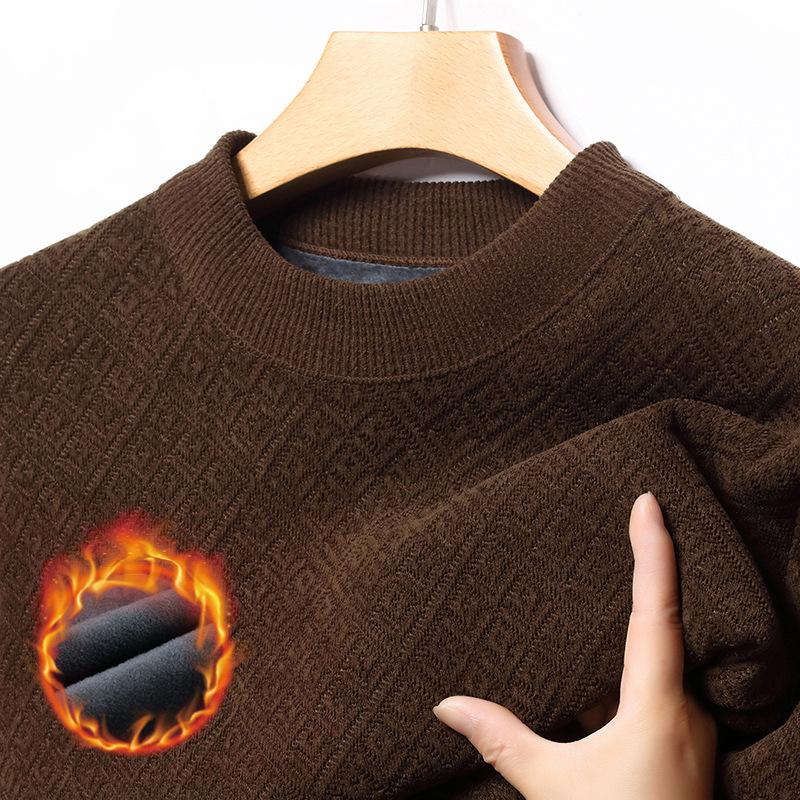 Men s Winter Warm Knitted Jacquard Hoodie, Casual Versatile Base Layer Shirt. XXXL