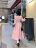 2026 Spring French Style Pink Collar Long-Sleeve Dress