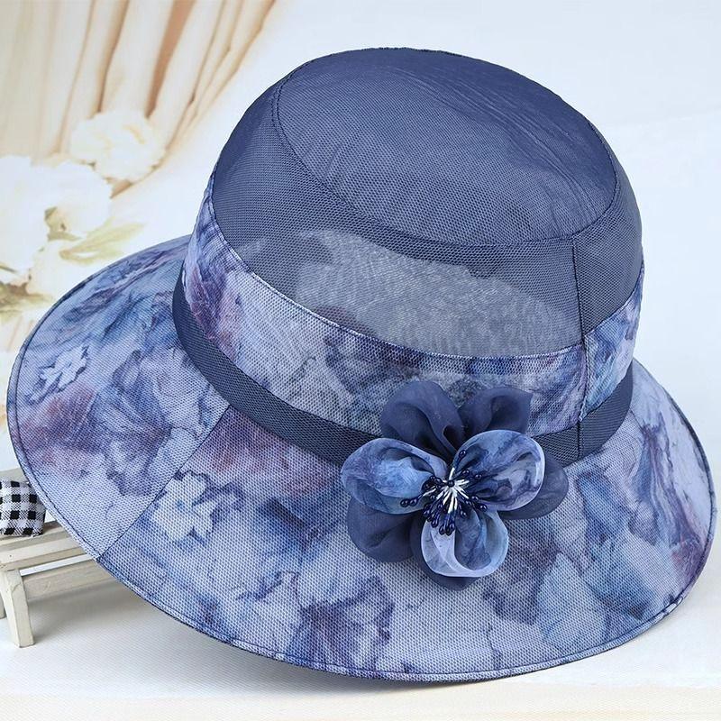 Summer Large-brimmed Sun Hat, Ladies Mother Sun Hat, Summer Thin Section Grandmother Sunscreen Basin Hat Middle-aged and Elderly Hat