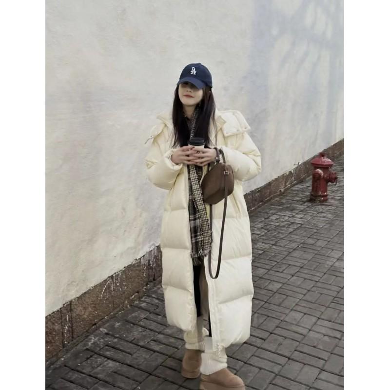 Womens Long Down Coat Winter 2026 Hooded Thick Warm LooseKorean StyleKorean StyleWomens