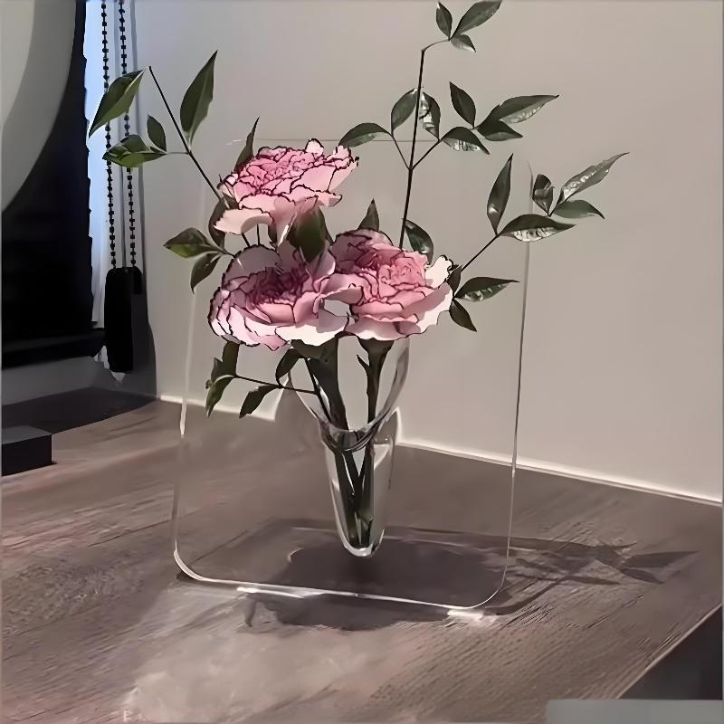 Decorative Acrylic Transparent Vase for Modern Home Tabletop Living Room Desktop Display