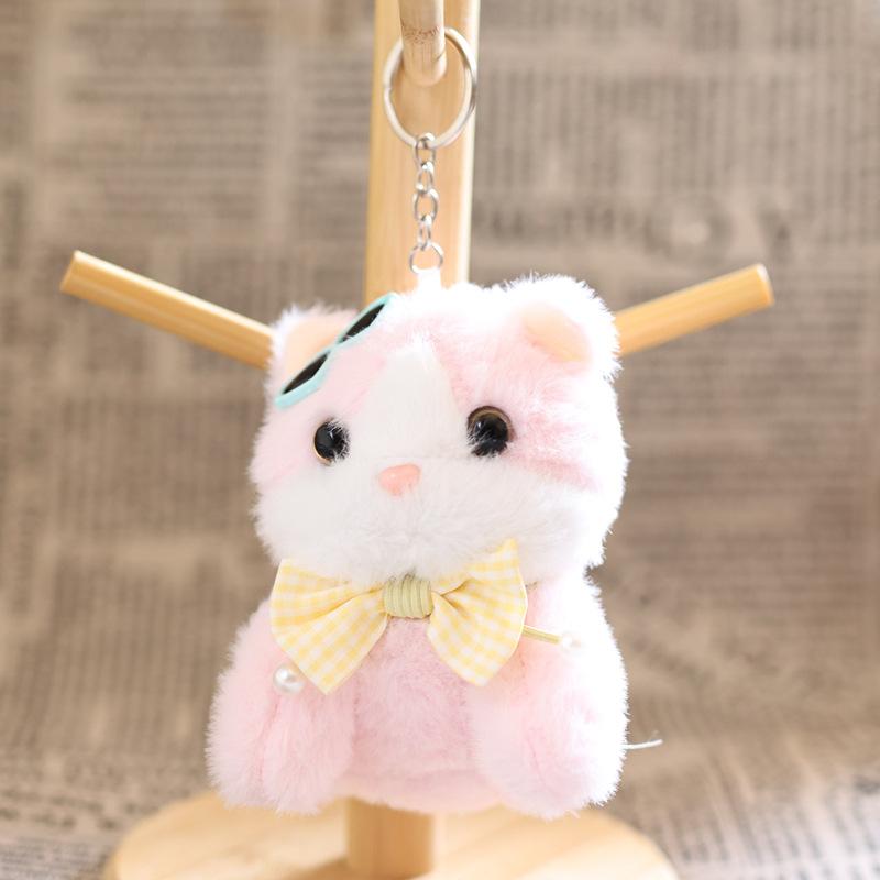 Cute Sunglasses Kitten Plush Keychain Bag Charm Soft Stuffed Animal Doll Pendant Accessory