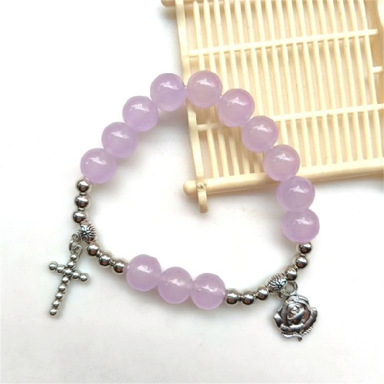 Glass Beaded Bracelets Cross Stretch Bracelets Wristband for Woman Daily Wear