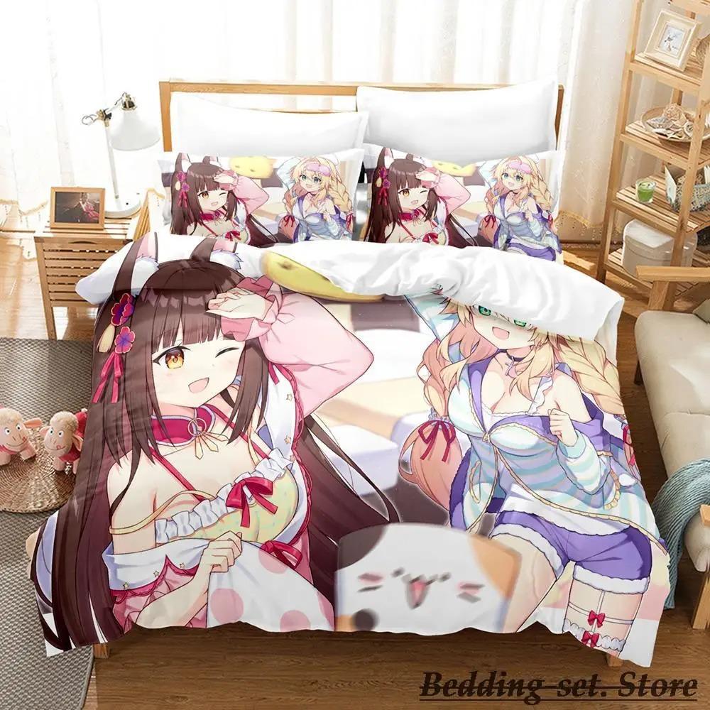 Brandneues NEKOPARA OVA Bettwäsche-Set Einzelbettgröße Größe Einzelbettgröße Doppelbettgröße Queen-Size King-Size Größe Bett-Set Schlafzimmer für Erwachsene und Kinder Bettbezug-Sets Anime parure de
