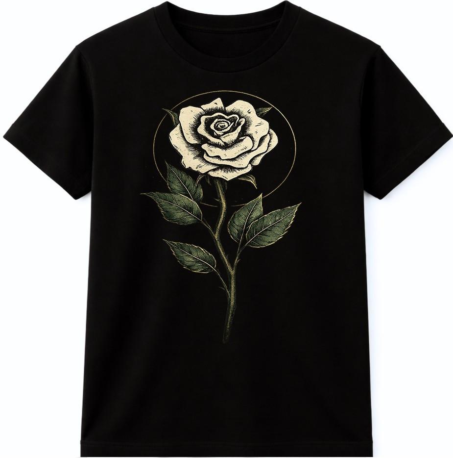 Rose Flower T Shirt Vintage Floral Botanical Graphic Tee Elegant Casual Top S разноцветный