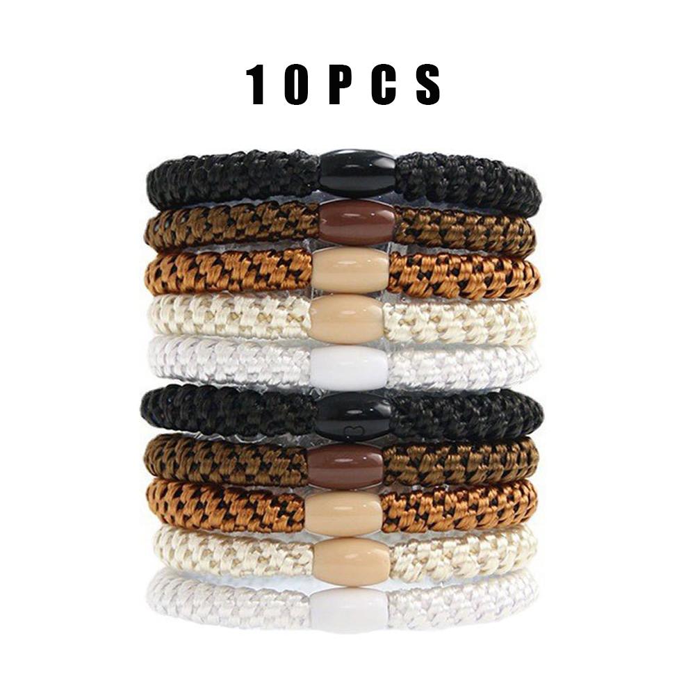 

10 шт./набор Высокая эластичность, Не повреждающая повязка на голову, Высокий хвост, Цветная плетеная резинка для волос, Плетеная повязка на голову