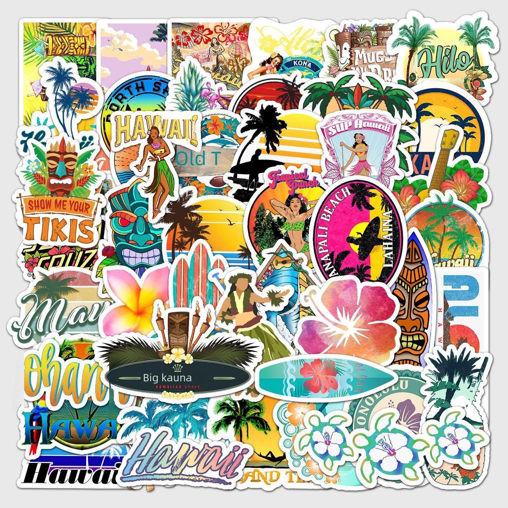 50 Hawaiian Style Graffiti Stickers for Laptop, Scooter, or Car Decoration