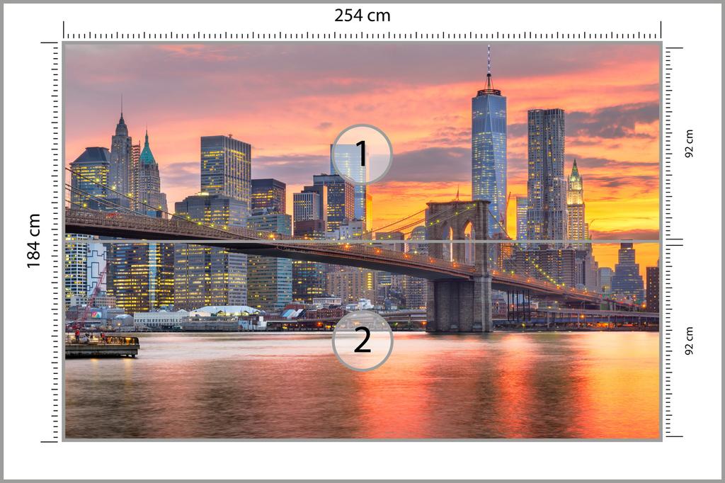 Photomural Lower Manhattan Skyline And Brooklyn Bridge Washable Fleece 254x184