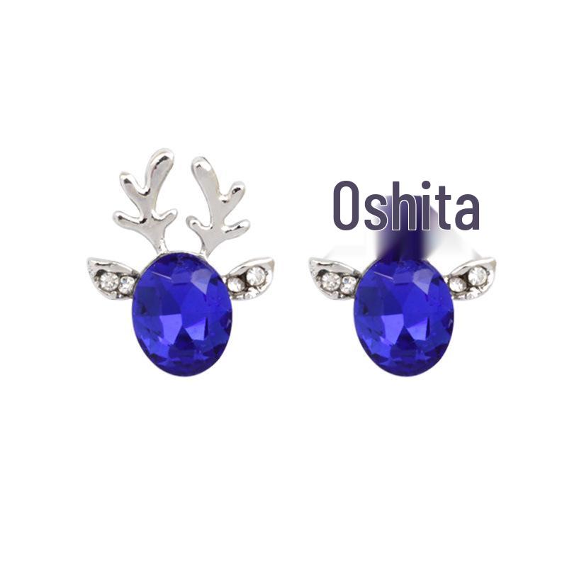 Luxury Crystal Reindeer Antler Earrings for Christmas