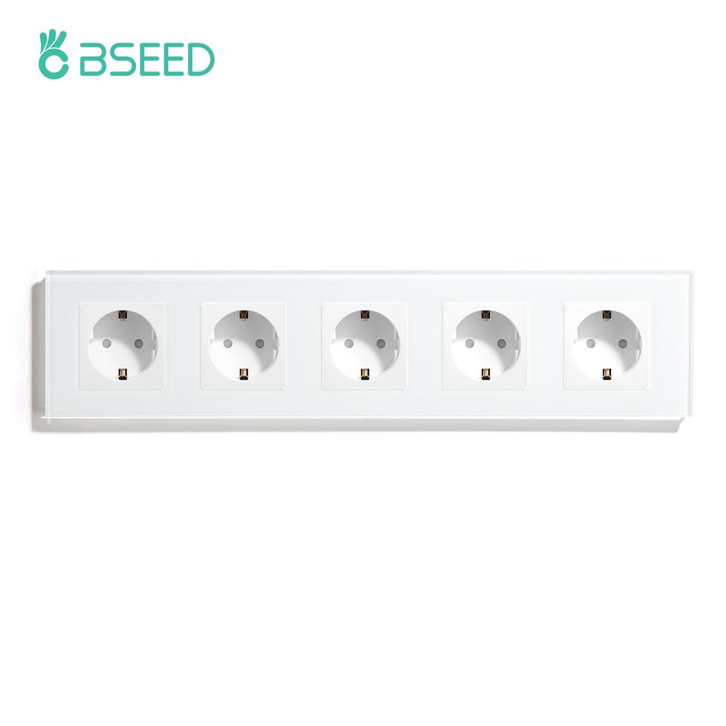 Bseed EU Russia Socket 16A 4 Colors Electric Wall Socket Tempered Glass Crystal Panel Electrical Outlet Home Improvement