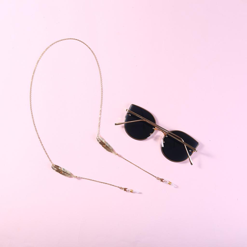 Women Fashion Gold Color Metal Leaf Nonslip Eyeglass Chain