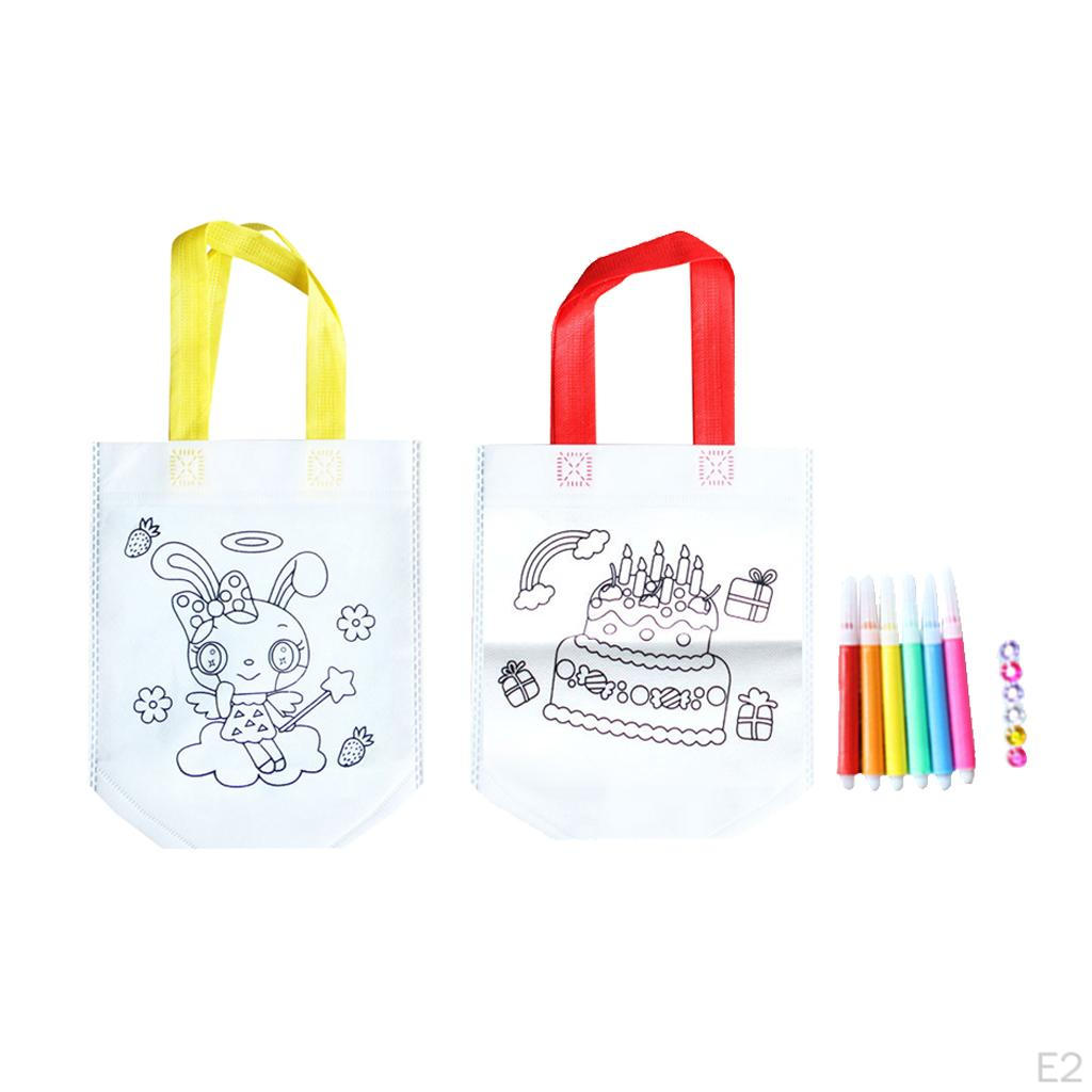 Colorful Graffiti Bags with Painting Pens, Tote Party Favors for Halloween,Christmas,,Donate